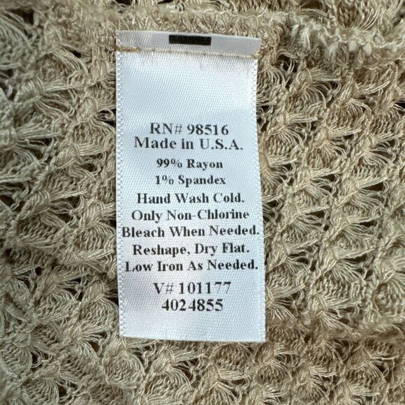 ColdWater Creek Sweater Cardigan Duster Womans 1X 18 Open Front Tan Stretch Knit - Picture 16 of 16